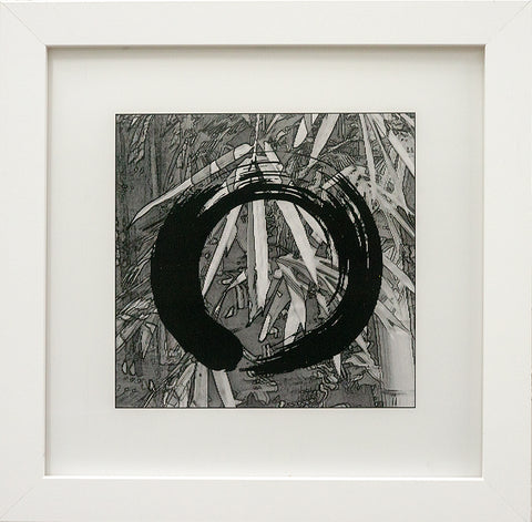 Enso Floating Over Sume-i Style Bamboo in 3D In Frame
