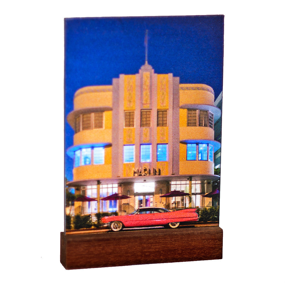Marlin Deco Hotel : South Beach in 3D  : Mini on Laquered Wood Plinth